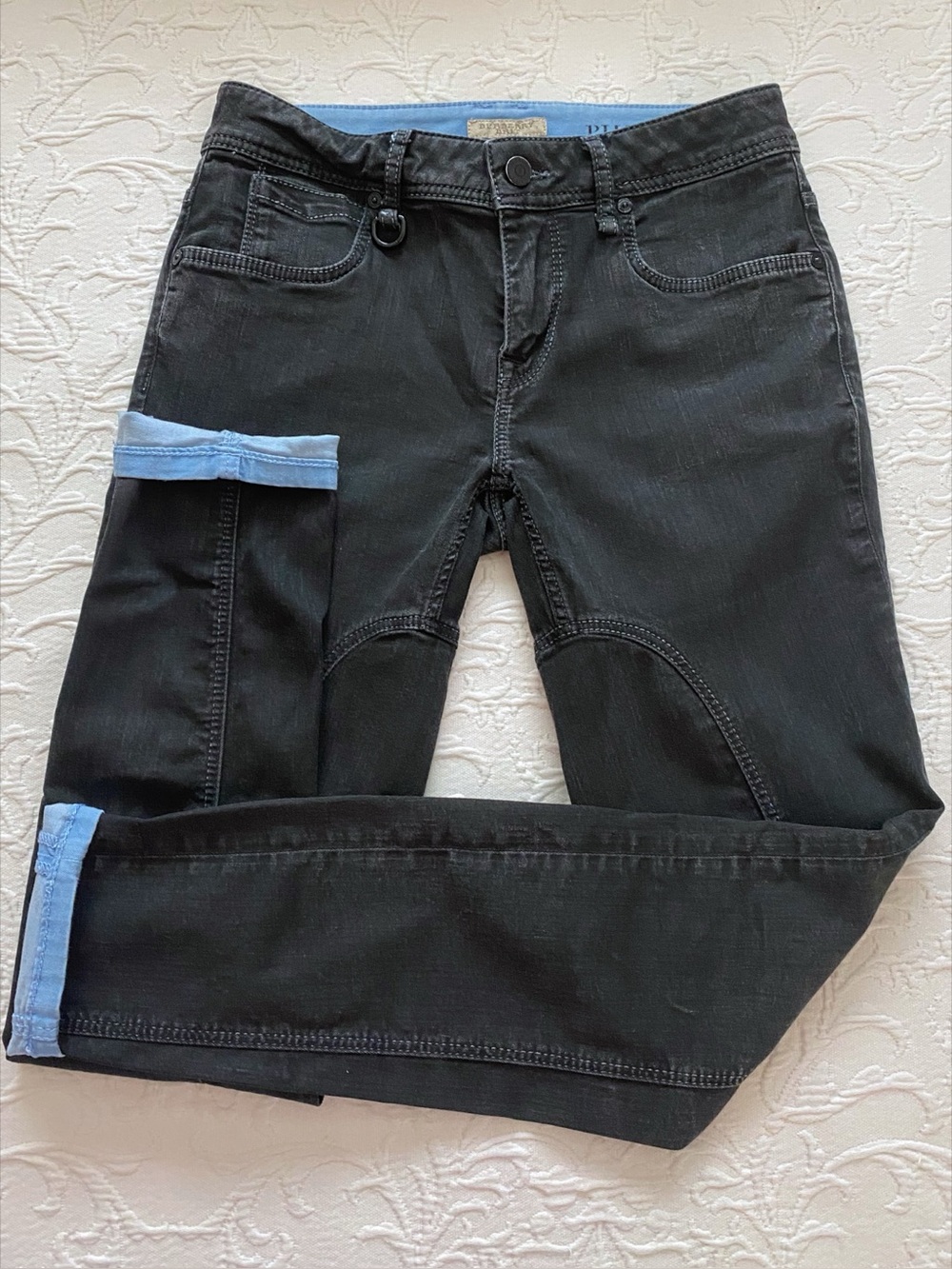 Burberry Brit Women’s Pilton Washed Charcoal/Black Skinny Ankle Jeans Size 28